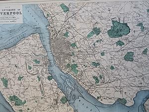 Liverpool England & Environs Birkenhead Runcorn Mersey River c. 1880's city plan