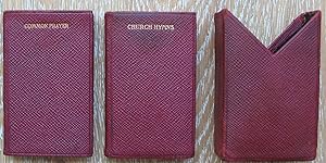 The Book of Common Prayer plus Church Hymns - 2 tiny volumes bound in red leather and contained w...