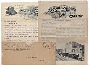 1898 Brown's Business College Circular, with Cover Letter and Mailing Envelope