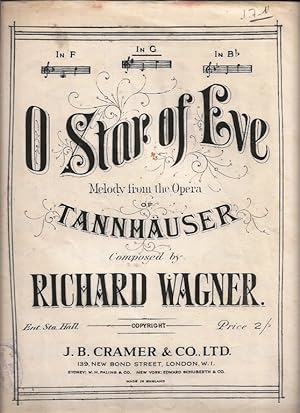 O Star of Eve. Melody from the Opera of Tannhäuser composed by Richard Wahner. In G