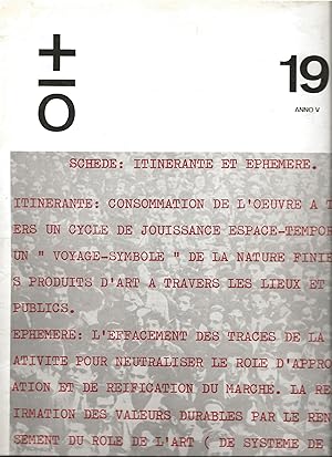 Plus Minus Zero : +-0 Numéro 19 - Revue d'Art Contemporain (Périodique Trimestriel - Janvier 1978
