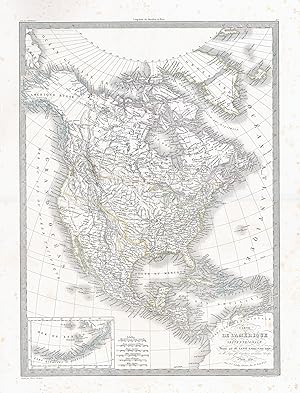 1841 CARTE DE L'AMERIQUE Septentrionale North America Map Lapie (LP5)