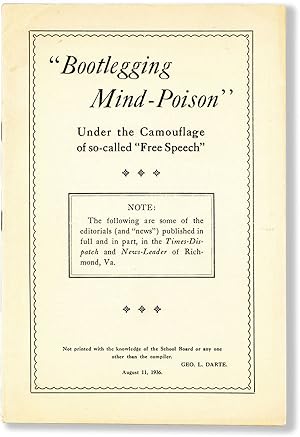 "Bootlegging Mind-Poison" under the Camouflage of so-called "Free Speech." Note: the following ar...