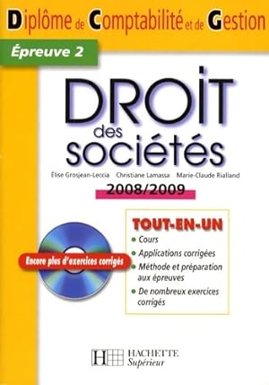 Droit des soci t s 2008-2009 - DCG  preuve 2 + CD - Christiane Lamassa