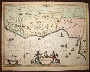 CARTE GÉOGRAPHIQUE ANCIENNE DE LA GUINEE EN AFRIQUE Réalisé par JANSSON Circa 1630