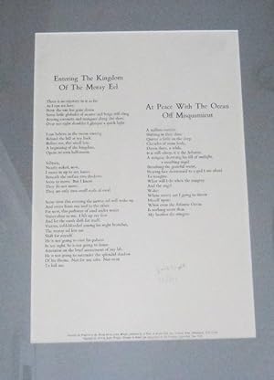Entering The Kingdom of The Moray Eel ; At Peace With The Ocean Off Misquamicut (Signed Broadside)