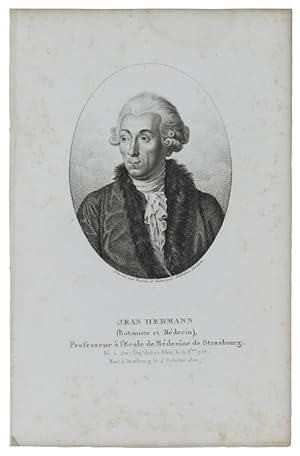 PORTRAIT DE JEAN HERMANN (Botaniste et Médecin) 1738-1800. Gravure sur acier dessinée et gravée p...