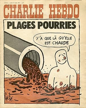 "CHARLIE HEBDO N°91 du 14/8/1972" Gébé : PLAGES POURRIES