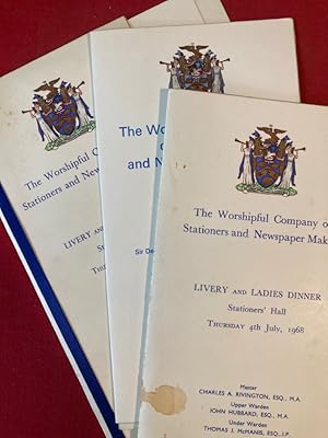 The Worshipful Company of Stationers and Newspaper Makers. Dinner Menus.