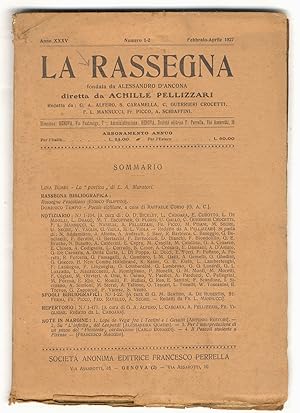 RASSEGNA (LA). Fondata da Alessandro D'Ancona. Diretta da Achille Pellizzari. Anno XXXV. 1927. Nu...