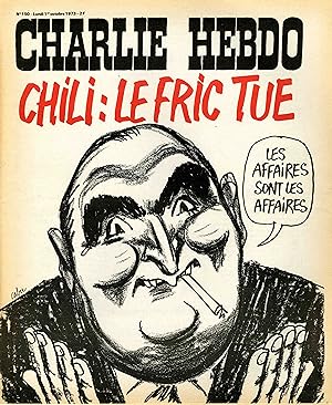 "CHARLIE HEBDO N°150 du 1/10/1973" CABU : CHILI LE FRIC TUE (POMPIDOU)