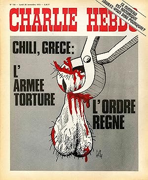 "CHARLIE HEBDO N°158 du 26/11/1973" Gébé : CHILI, GRÈCE l'armée torture l'ordre règne
