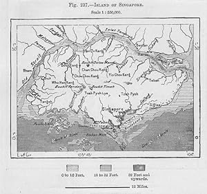 Singapore Island in Southeast Asia, 1880s MAP