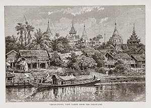 Yenangyaung on the Irrawaddy River in central Myanmar or Burma in the Magway Region,1882 Antique ...