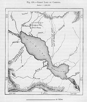 The Great Lake of Cambodia or Tonl? Sap Lake, 1880s MAP