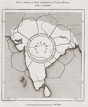 Form of India according to Varaha Mihira, 1880s MAP