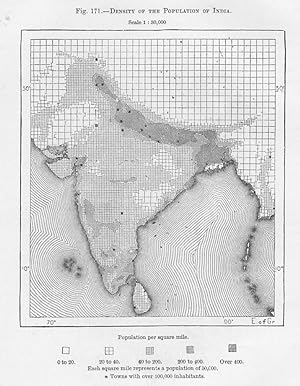 Density of the Population of India, 1880s MAP