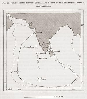 Trade routes between Madras and Bombay in the 18th Century, 1880s MAP