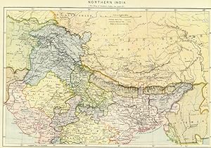 1882 Antique Color Map of Northern India