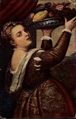 Künstler Ansichtskarte / Postkarte Tizian, Lavinia, Frau mit Obstplatte - Degi Nr. 1094