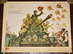 Rare Soviet Union Russian Poster Poster title translated, reads: As a Symbol of the Desired Freed...
