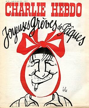 "CHARLIE HEBDO N°175 du 25/3/1974" Gébé : JOYEUSES GRÈVES DE PÂQUES (POMPIDOU)