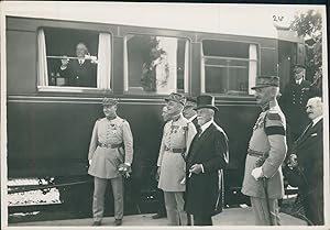 Maroc, Meknès, Départ en gare du Président Doumergue avec les généraux Georges, Nogès, Nieger