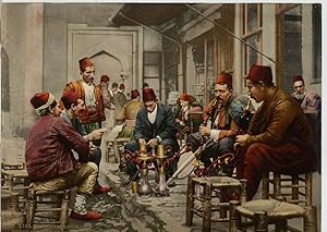 P. Z. Turquie, Constantinople, Turcs fumant devant un Café