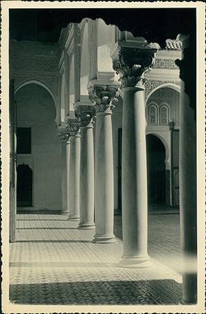 Maroc, Tanger, Dar el Makhzen, Cour intérieure, ca.1950, Vintage silver print