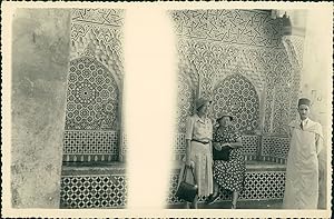 Maroc, Tanger, Mur de mosaïques, ca.1950, Vintage silver print