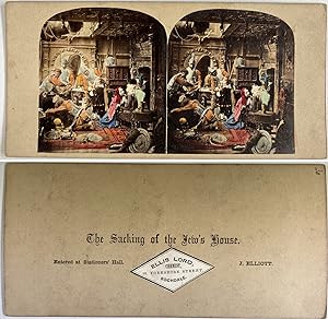 Scène, Inquisition: saccage d'une maison juive, Vintage albumen print, ca.1880, stéréo