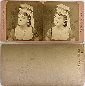 Portrait de la comédienne Paola Marie, Vintage albumen print, ca.1870, stéréo