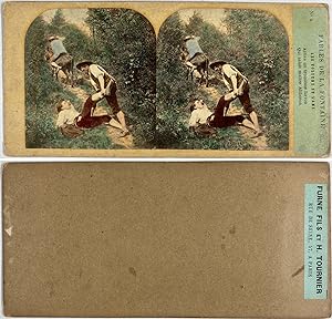Fables de la Fontaine, les Voleurs et l'Âne, Vintage albumen print, ca.1860, Stéréo