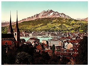 Suisse, Luzern mit Pilatus von Felsberg aus