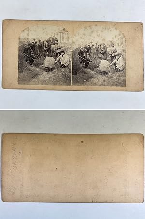 Jardiniers, Vintage albumen print, ca.1860, Stéréo