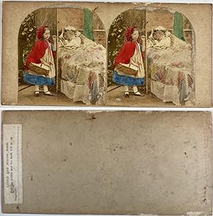 Série, Le Petit Chaperon Rouge et le loup, Vintage albumen print, ca.1860, stéréo