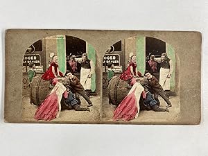 Enfants buvant dans un tonneau, Vintage albumen print, ca.1860, stéréo