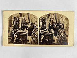 Bureau d'un marchand de tissus, Vintage albumen print, ca.1860, stéréo