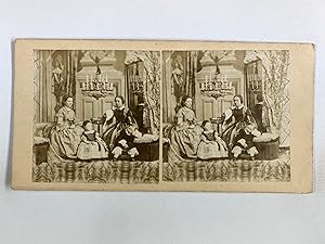 Portrait femmes et enfants, Vintage albumen print, ca.1880, stéréo