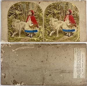 Série, Le Petit Chaperon Rouge et le loup, Vintage albumen print, ca.1880, stéréo