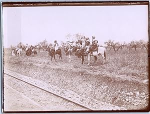 Maghreb, Hommes armés à dos de cheval, Vintage citrate print, ca.1910