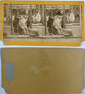 Le barbier, Vintage albumen print, ca.1870, stéréo