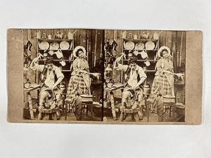 Le cordonnier et sa femme, Vintage albumen print, ca.1870, stéréo