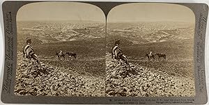 Palestine, Panorama de Jérusalem, Vintage print, ca.1870, Stéréo