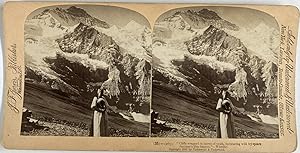 Jarvis, Genre Scene, Woman and mountain, Whittier quote, stereo, 1897