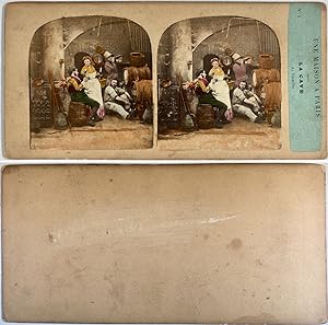 Le Tonnelier et la cave, Vintage albumen print, ca.1880, Stéréo