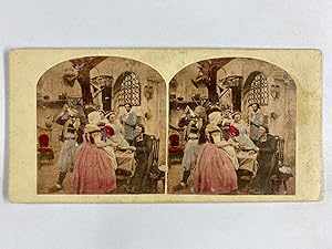 Scène costumée dans une cuisine, Vintage albumen print, ca.1860, stéréo