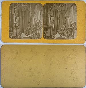 Théâtre, Scène d'un harem, Vintage albumen print, ca.1860, Stéréo