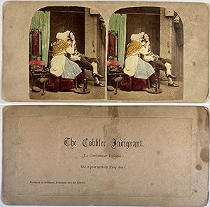 Le cordonnier indigné, Vintage albumen print, ca.1880, Stéréo