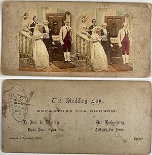 Jour de Mariage, départ pour l'Église, Vintage albumen print, ca.1880, stéréo
